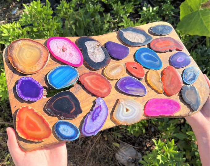 Brazilian Agate Slices - Natural & Dyed Bulk Wholesale Geode Slices: Choose How Many ('A' Grade Agate Slices, Agate Druzy)