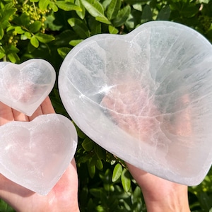 Selenite Heart Charging Bowls - 2.75&quot;, 4&quot;, 6&quot; or 8&quot; Heart Bowl - Choose Size (Selenite Crystal Cleansing Bowls, Charging & Purification)