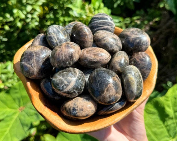 Black Moonstone Hand Polished Stones Wholesale Bulk Lots ('A' Grade Black Moonstone Pebbles, Black Moonstone Palm Stones)