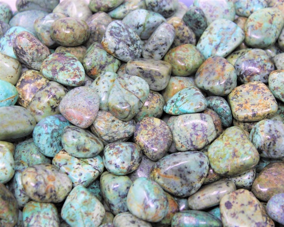 African Turquoise Tumbled Stones: Choose Ounces or lb Bulk Wholesale Lots (Premium Quality 'A' Grade)