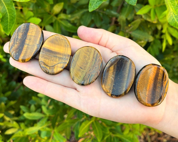 Gold Tiger Eye Worry Stone - Choose How Many (Smooth Polished Worry Stone, Gold Tiger Eye Palm Stone, Gemstone Pocket Stone)