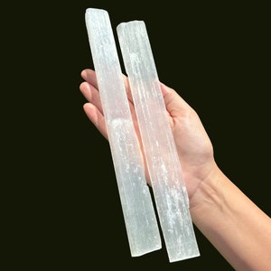 Selenite Sticks JUMBO 9 - 10&quot; Long: Choose How Many Sticks (LARGE Natural Selenite Wands, Selenite Crystal Logs, Healing Crystals)
