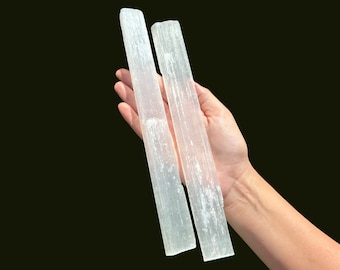 Selenite Sticks JUMBO 9 - 10" Long: Choose How Many Sticks (LARGE Natural Selenite Wands, Selenite Crystal Logs, Healing Crystals)
