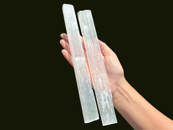 Selenite Sticks JUMBO 9 - 10" Long: Choose How Many Sticks (LARGE Natural Selenite Wands, Selenite Crystal Logs, Healing Crystals)