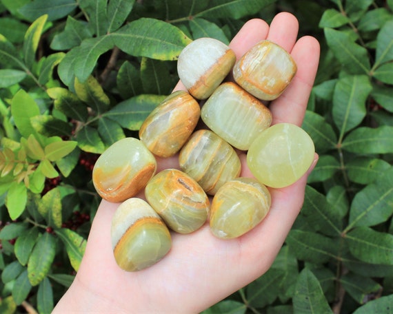 Green Calcite Tumbled Stones: Choose How Many Pieces (Premium Quality 'A' Grade)