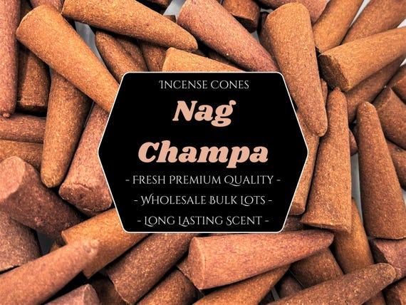 NAG CHAMPA Incense Cones: Choose 10, 20, 50, 100 or 200 Bulk Lots