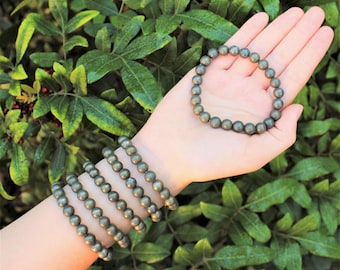 Pyrite Bead Bracelet - 8mm Crystal Bracelet - Genuine Gemstone Jewelry Gift for Her