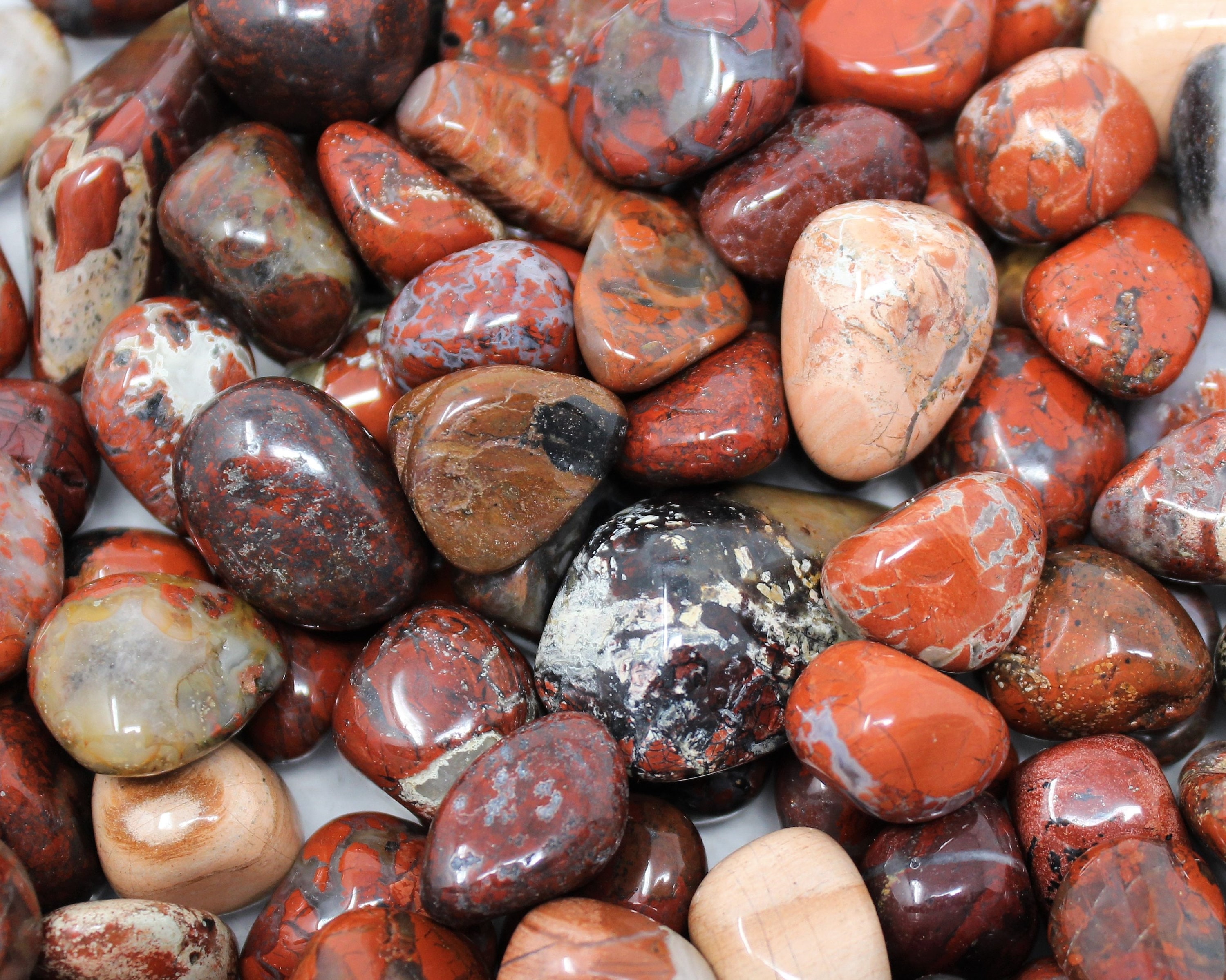 Brecciated Jasper Tumbled Stones: Choose 4 oz, 8 oz or 1 lb Bulk Lots
