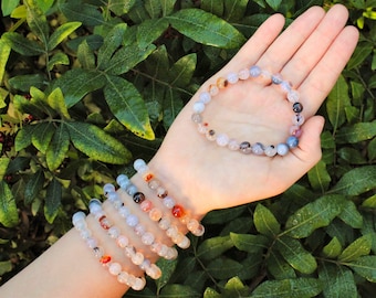 Dendrite Agate Bead Bracelet - 8mm Crystal Bracelet - Genuine Gemstone Jewelry Gift for Her