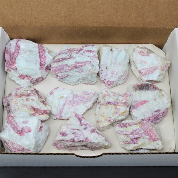 Natural Pink Tourmaline Wholesale Box Lot 9 - 14 Pieces (Premium 'AAA' Grade Rubellite, Pink Tourmaline Bulk Lots, Pink Tourmaline Crystals)