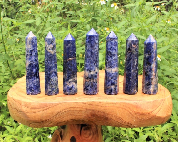 Sodalite Obelisk, 3 - 4" (8-Sided, 'A' Grade, Sodalite Crystal, Sodalite Point, Crystal Tower, Sodalite Tower)