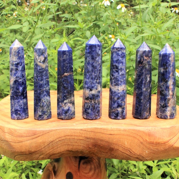 Sodalite Obelisk, 3 - 4" (8-Sided, 'A' Grade, Sodalite Crystal, Sodalite Point, Crystal Tower, Sodalite Tower)