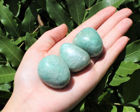 Amazonite Hand Polished Stones: Choose How Many ('A' Grade Premium Quality Polished Amazonite Pebbles, Amazonite Palm Stone)