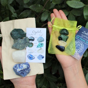 Pisces Zodiac Crystal Kit, 4 Birthstones in an Organza Pouch: You Choose Rough or Tumbled Stones, or Both!