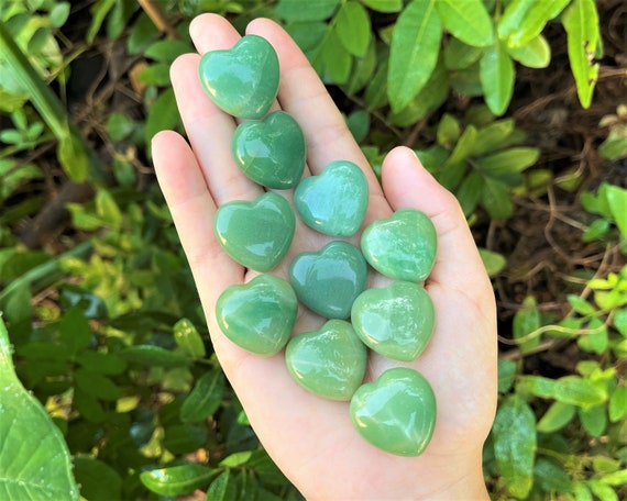 Green Aventurine Heart 1" - Choose How Many ('A' Grade Premium Quality Green Aventurine Crystal Hearts)