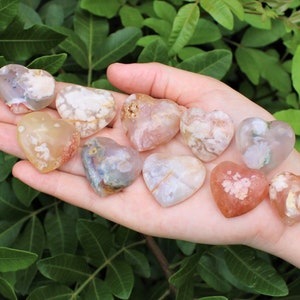 Flower Agate Crystal Heart, 1-1.5&quot; Choose How Many (&#39;A&#39; Grade Premium Quality Natural Flower Agate Crystal Hearts From Madagascar)