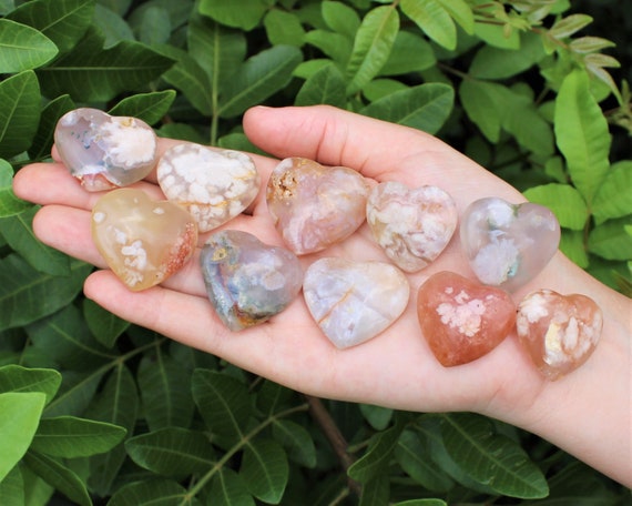 Flower Agate Heart 1 - 1.5" - Choose How Many ('A' Grade Flower Agate Crystal Hearts)