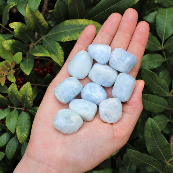 Blue Calcite Tumbled Stones: Choose How Many Pieces (Premium Quality 'A' Grade)