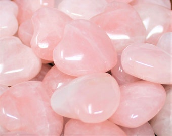 10 Rose Quartz Hearts - 1&quot; Puffed Crystal Hearts WHOLESALE Bulk Lots (&#39;A&#39; Grade Premium Quality Rose Quartz Hearts, Love Stone)