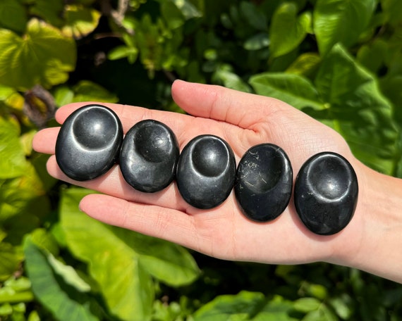 Shungite Worry Stone - Choose How Many (Smooth Polished Worry Stone, Shungite Palm Stone, Shungite Pocket Stone)