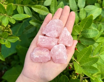 Rose Quartz Rough Natural Stones 5 Pack - 'A' Grade Raw Quartz Crystals From Madagascar