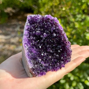 LARGE Amethyst Cut Base Clusters, Stunning Amethyst Crystal Quartz Geodes: 8 - 11 oz (A Grade, Uruguayan Amethyst Free Standing Crystal)