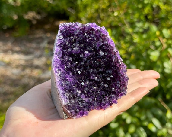 LARGE Amethyst Cut Base Clusters, Stunning Amethyst Crystal Quartz Geodes: 8 - 11 oz (A Grade, Uruguayan Amethyst Free Standing Crystal)