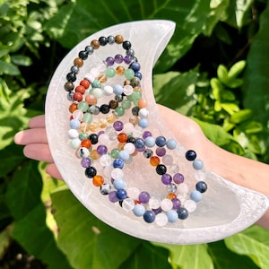 JUMBO Selenite Moon Charging Bowl, 8&quot; Moon Shaped Offering Bowl (Premium Quality Selenite Crystal Cleansing Bowl, Charging & Purification)