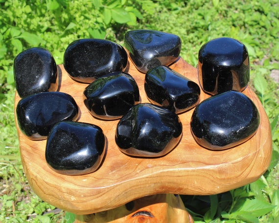 Black Obsidian Power Stones, EXTRA LARGE Palm Stone / Therapy Stone ('AAA' Grade Polished Black Obsidian, Natural Black Obsidian Crystals)