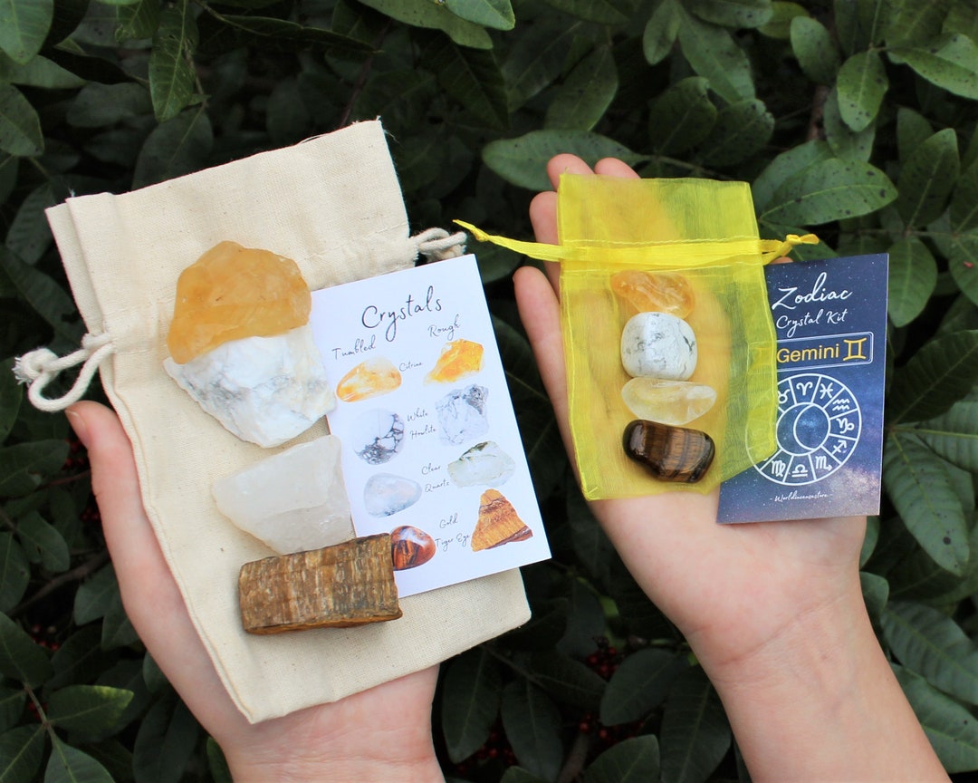 Gemini Zodiac Crystal Kit, 4 Birthstones in an Organza Pouch