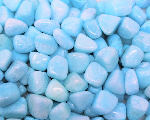 Blue Aragonite Tumbled Stones: Choose Ounces or lb Bulk Wholesale Lots (Premium Quality 'A' Grade)