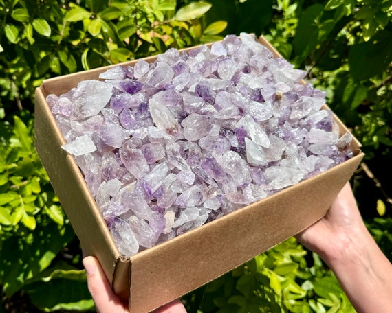 Wholesale Amethyst Crystal Points Box - 20 lbs of CRAZY CHEAP Natural Rough Amethyst Points & Pieces (Clearance Amethyst Crystals)