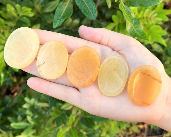 Yellow Aventurine Worry Stone - Choose How Many (Smooth Polished Pocket Stone, Yellow Aventurine Palm Stone, Yellow Quartz Crystal)