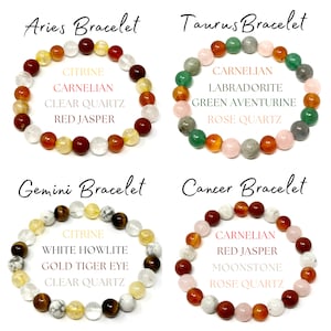 Zodiac Crystal Bracelets - Natural Zodiac Sign 8mm Gemstone Bead