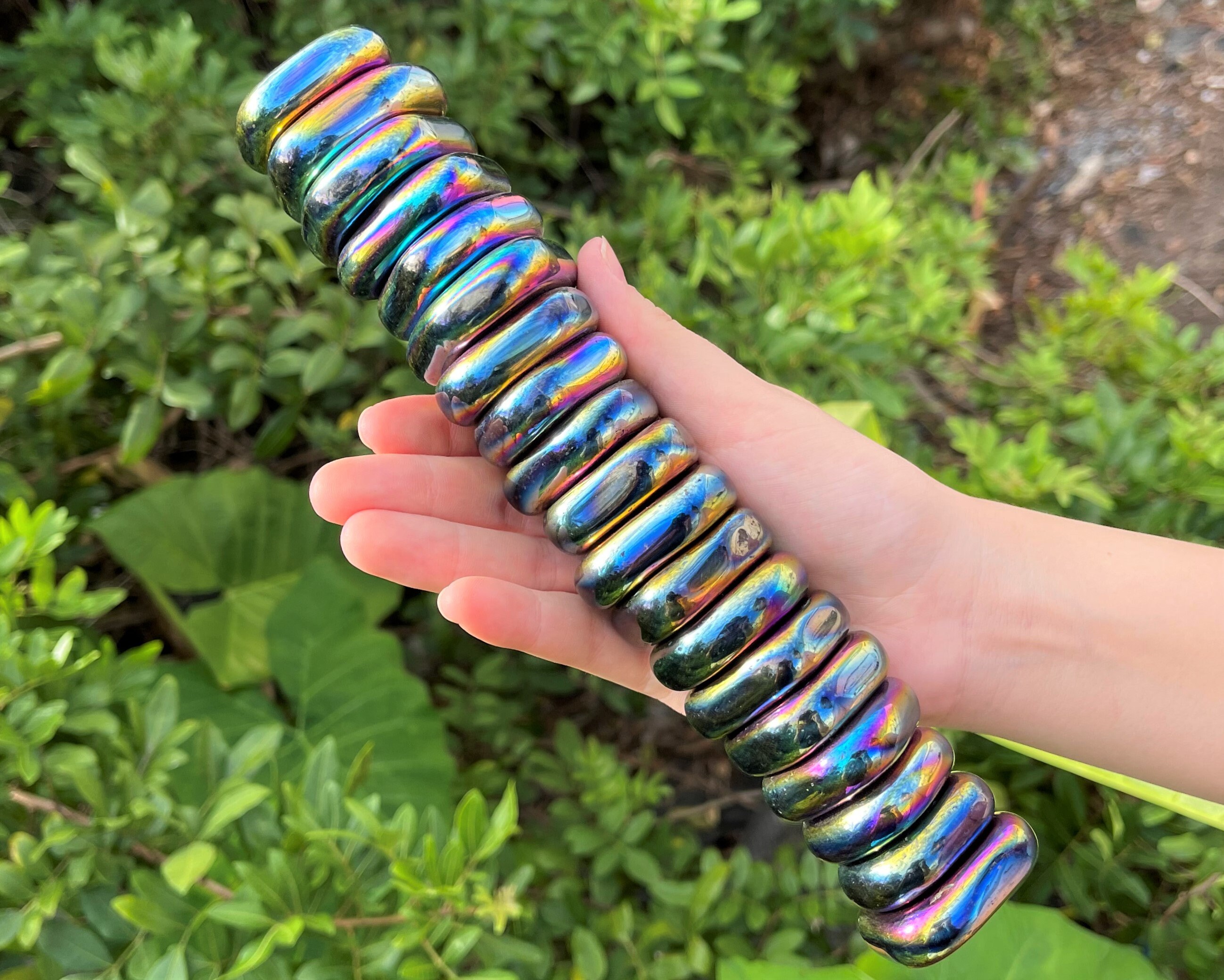 LARGE Rainbow Hematite Palm Stones Choose How Many Pieces