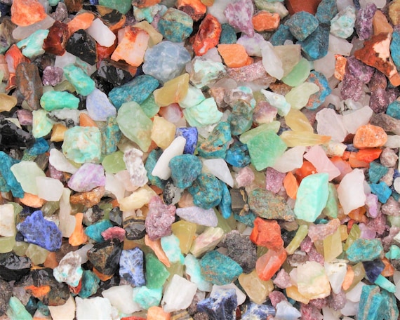 Rough Gemstone Chips Assorted Lots, Crafters Stones - Choose Ounces or lb Bulk Wholesale Lots (Premium Quality 'A' Grade)