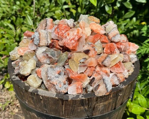 Tri-Color Calcite Rough Natural Stones: Choose Ounces or lb Bulk Wholesale Lots (Premium Quality 'A' Grade Calcite Crystals)