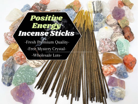 POSITIVE ENERGY Incense Sticks + FREE Mystery Crystal: Choose How Many (Wholesale Bulk Lots)