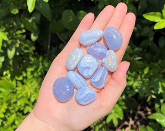 Blue Chalcedony Tumbled Stones: Choose How Many Pieces ('A' Grade)