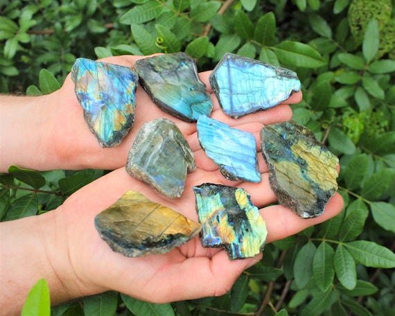 Natural Labradorite Slabs 1/2 lb Wholesale Bulk Lots - Choose Size ('A' Grade Premium Quality Labradorite, Polished Face Labradorite Slices)