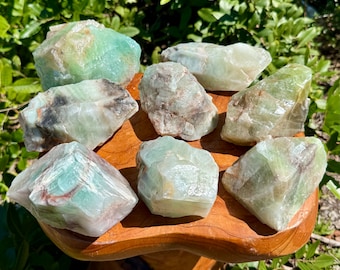 JUMBO Rough Emerald Calcite Natural Crystals With Polished Sides: Choose Size ('A' Grade Emerald Calcite Crystals, Raw Green Calcite)