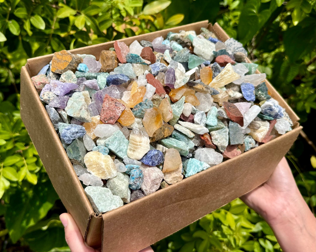 Wholesale Assorted Rough Gemstone Chips Box 20 Lbs of CRAZY