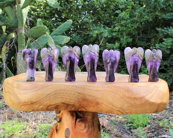 Amethyst Crystal Pocket Angel, 1 - 1.5" Tall - Choose How Many (Amethyst Crystal Figurine, Amethyst Guardian Angel, Crown Chakra)