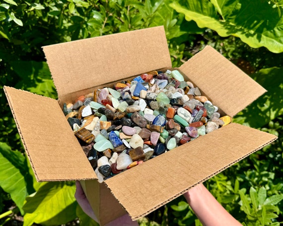 CRAZY CHEAP Huge Box of Small Assorted Tumbled Stones - WHOLESALE Bulk Value of Mixed Tumbled Crystals ('A' Grade Premium Quality)