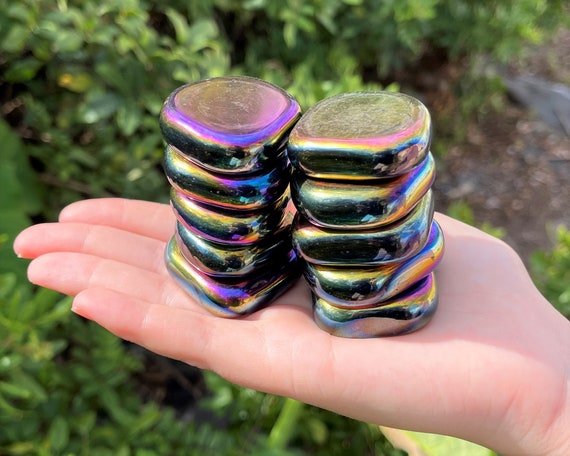 LARGE MAGNETIC Rainbow Hematite Palm Stones Bulk Wholesale Lots (Large Hematite, Tumbled Magnetic Hematite, Pocket Stone, Worry Stone)