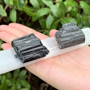 6" Polished Selenite Charging Station & 2 Extra Grade Black Tourmaline Logs