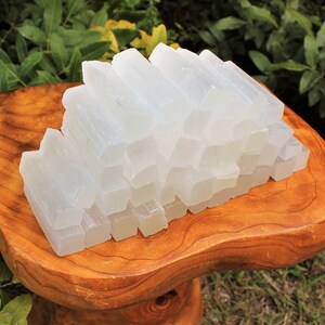 2.5 3 Selenite Sticks: Choose Amount 8 oz, 1 2 3 5 10 or 15 lb Bulk Wholesale Lot Mini Selenite Logs Crystal Sticks Wand Blade image 3