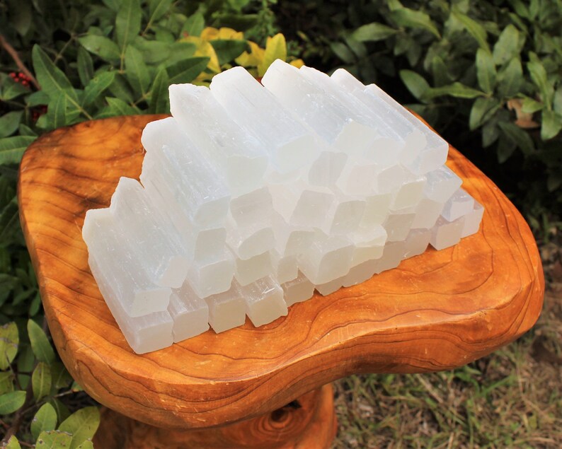 2.5 3 Selenite Sticks: Choose Amount 8 oz, 1 2 3 5 10 or 15 lb Bulk Wholesale Lot Mini Selenite Logs Crystal Sticks Wand Blade image 3