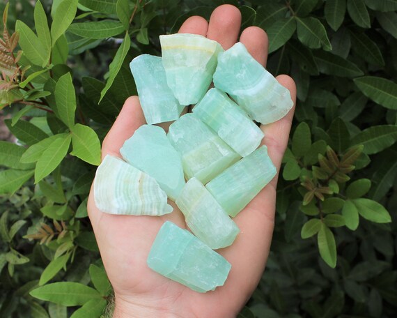 Pistachio Calcite Rough Natural Stones: Choose How Many Pieces (Premium Quality 'A' Grade Pistachio Calcite Crystals)