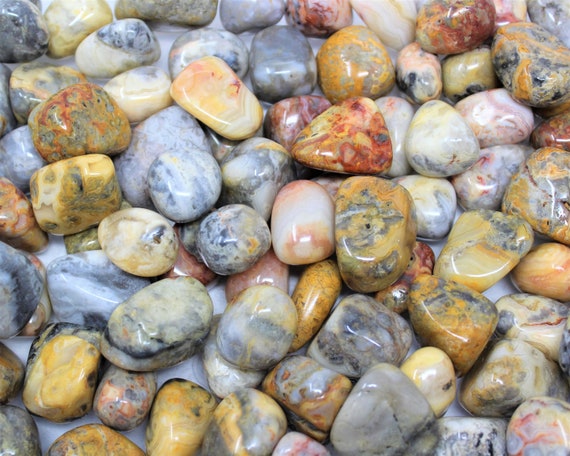 Crazy Lace Agate Tumbled Stones: Choose Ounces or lb Bulk Wholesale Lots (Premium Quality 'A' Grade)